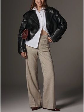 Anthropologie Maeve Jude Sparkle Pinstripe Wide-Leg Trousers